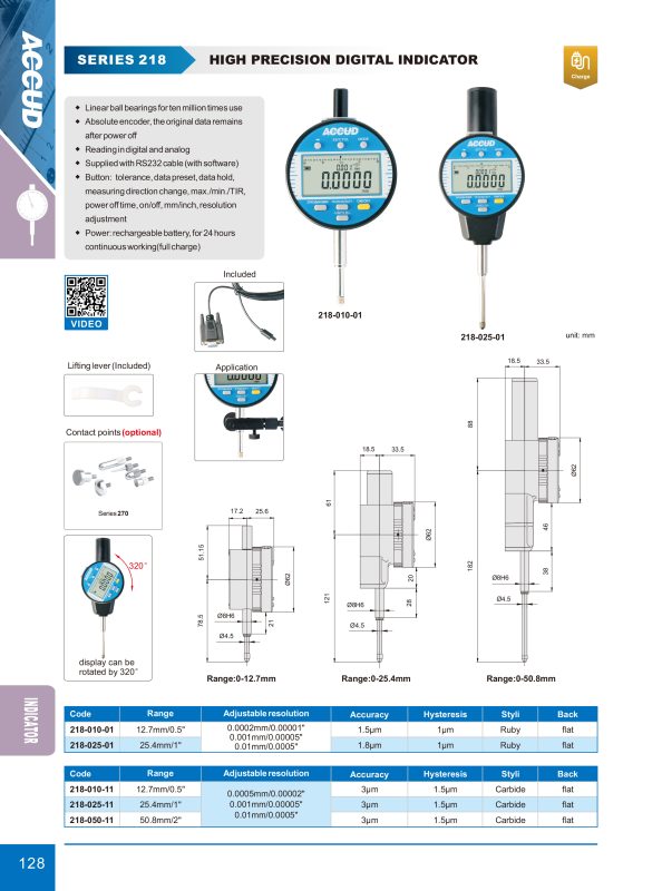 ساعة شنكار ديجيتال عالية الدقة أكيود 12.7 مم دقة 0.0002 مم كود 01-010-218 218 إنفينيتي للتجارة