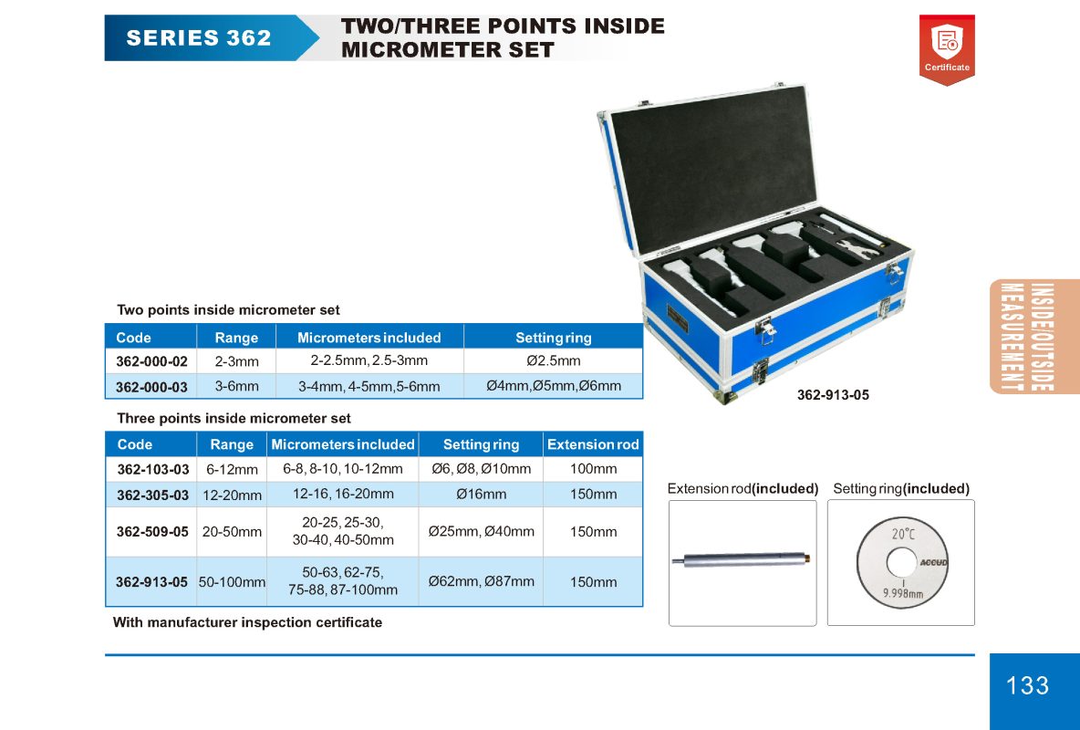 طقم ميكرومتر داخلى 3 بوينت كود 362 362SET إنفينيتي للتجارة