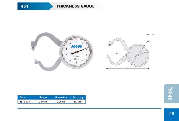 جهاز قياس تخانات ساعة اكيود 0-10 مم كود 11-010-451 451 إنفينيتي للتجارة