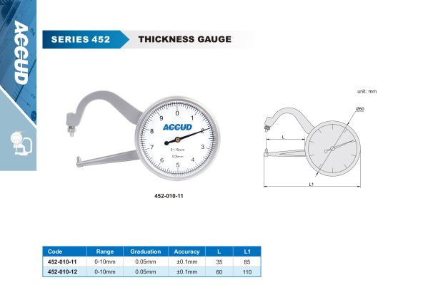 جهاز قياس تخانات ساعة اكيود 0-10 مم كود 12-0010-452 452 إنفينيتي للتجارة