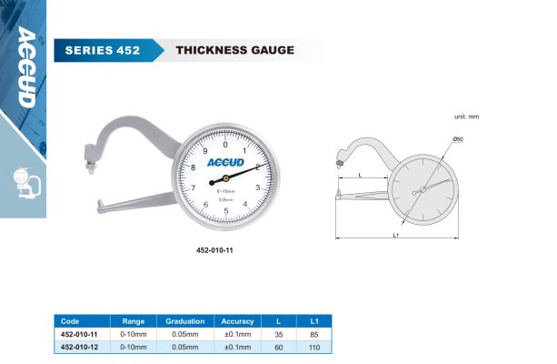 جهاز قياس تخانات ساعة اكيود 0-10 مم كود 11-010-452 452 إنفينيتي للتجارة