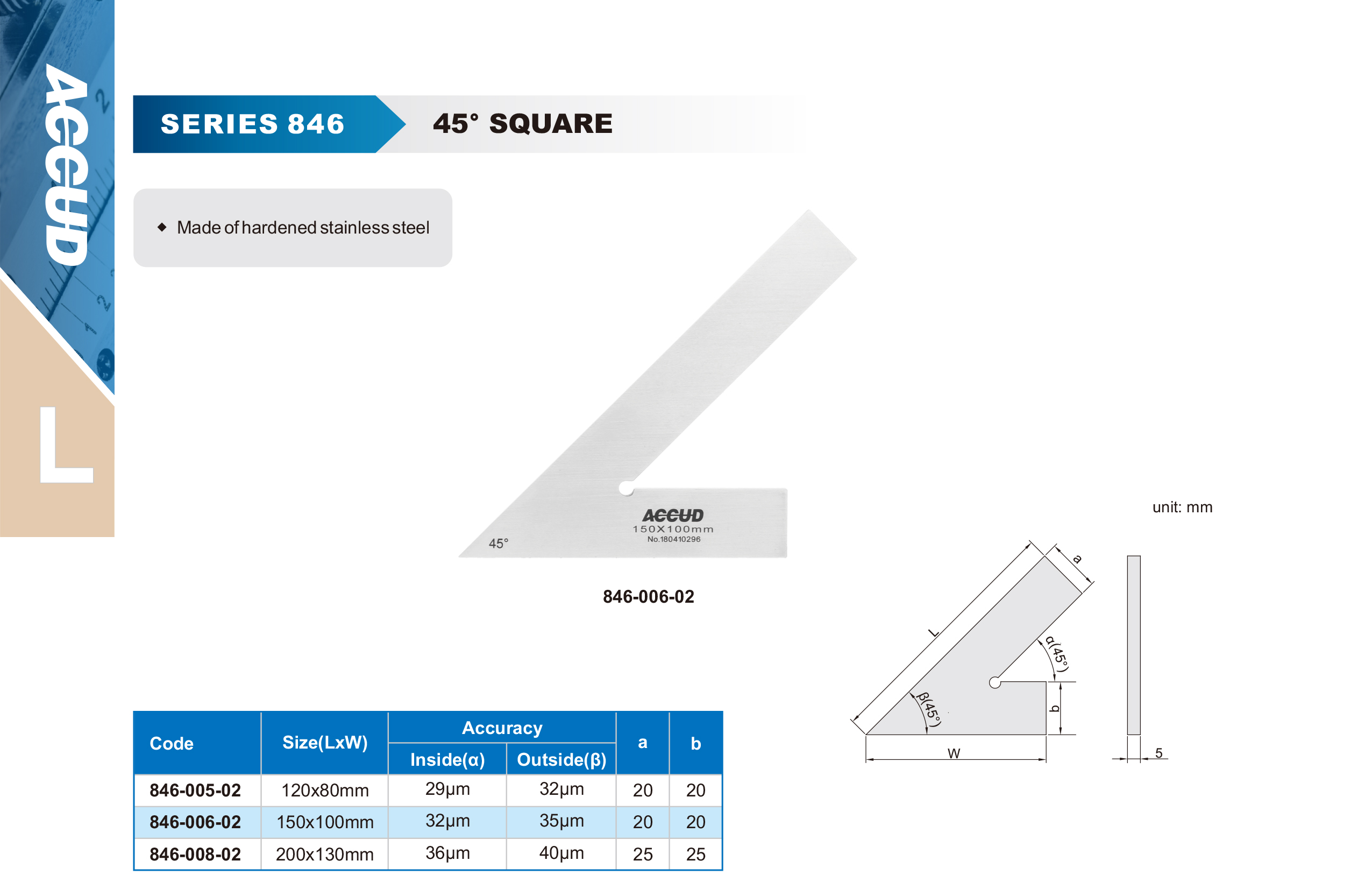زاوية صلب 45 درجة 80×120مم 846 إنفينيتي للتجارة