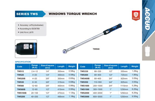 مفتاح عزم بمؤشر اكيود 10 - 60 نيوتن كود TWS60 TWS60 إنفينيتي للتجارة