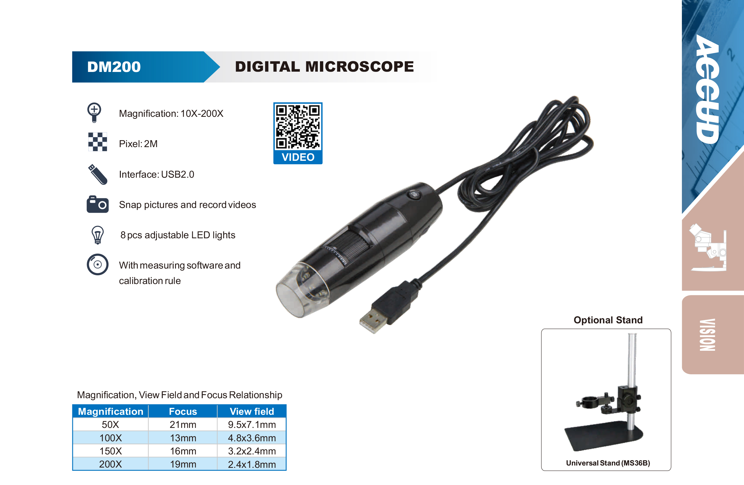 ميكروسكوب ديجيتال بوصلة USB dm2003 إنفينيتي للتجارة