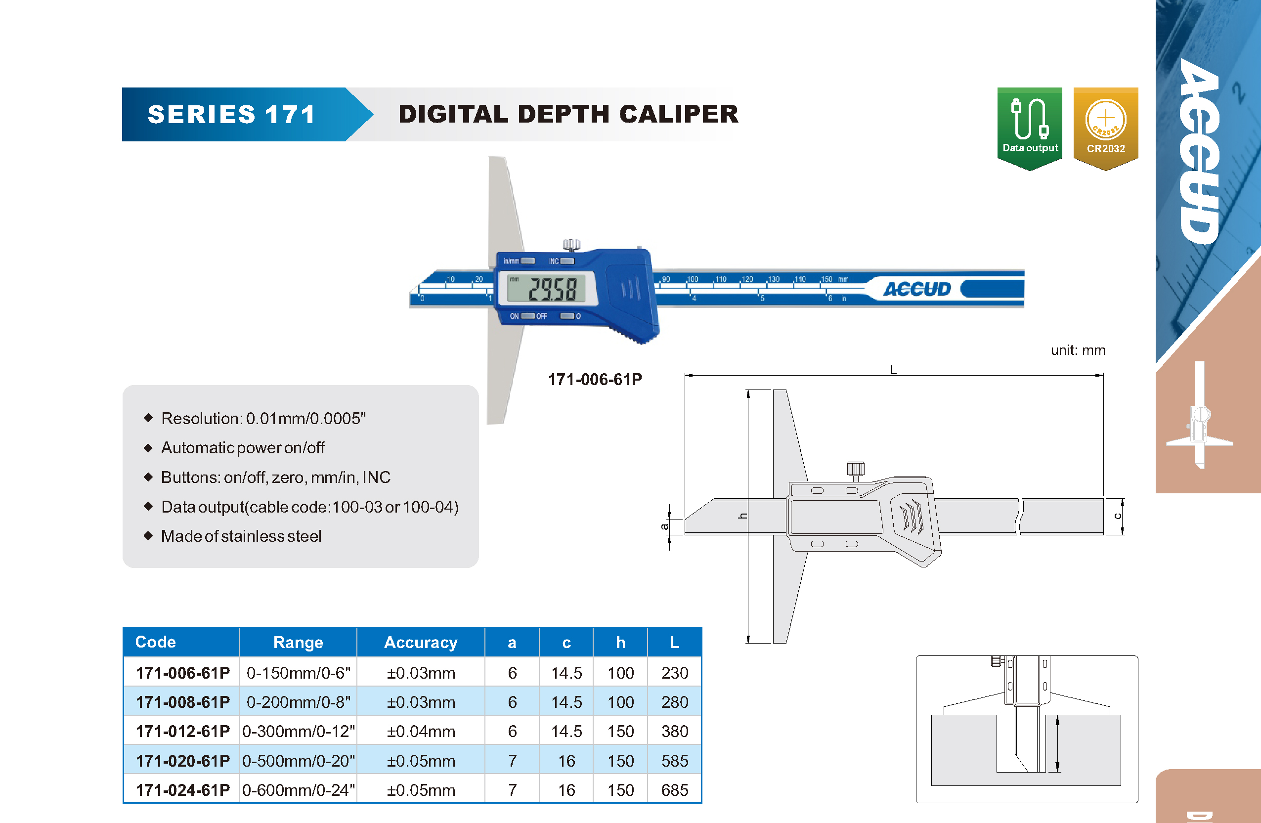 باكوليس اعماق ديجيتال دقة 0.01 مم 171 006 611 إنفينيتي للتجارة