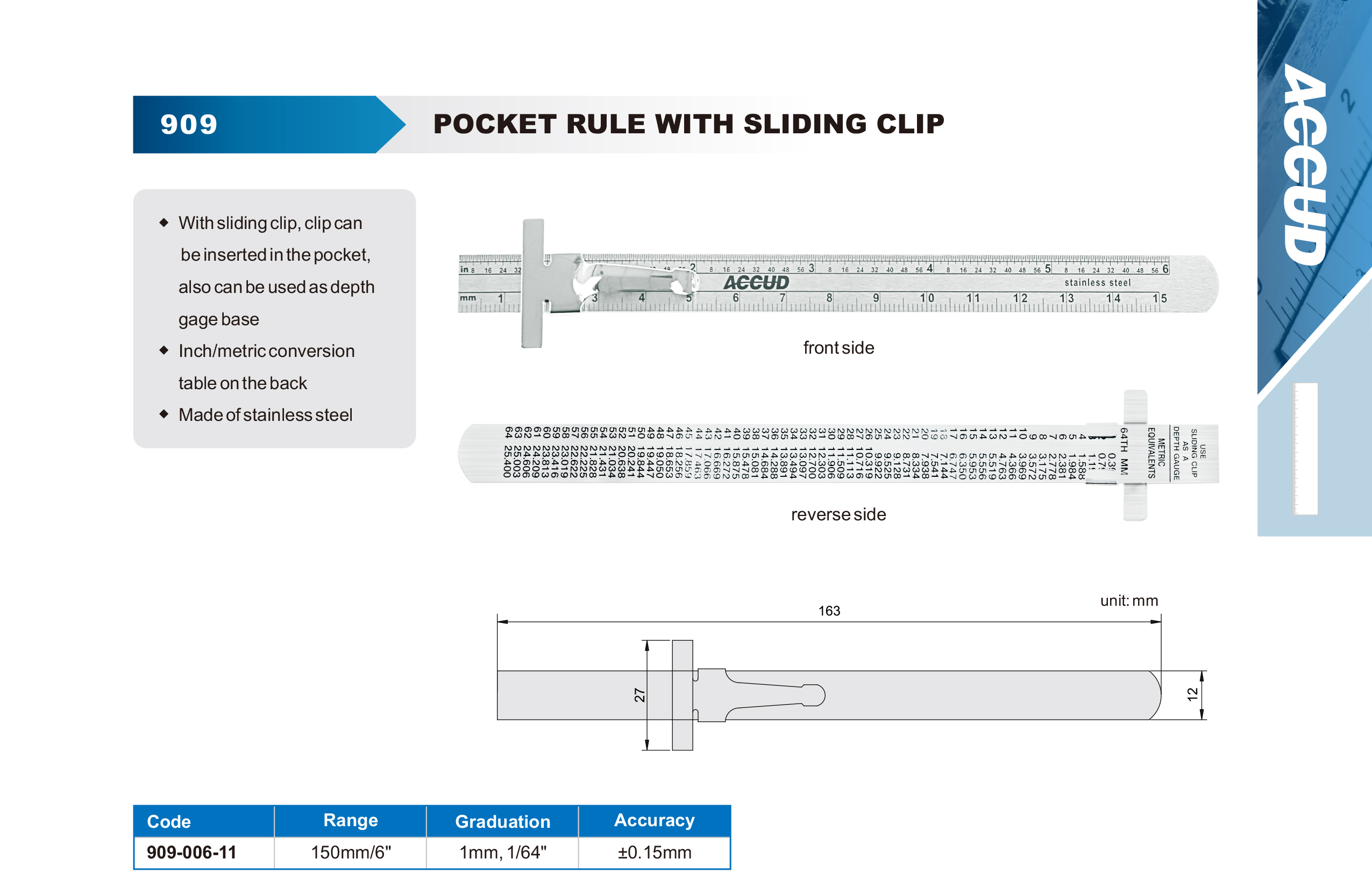 مسطره علام 150 مم بوصله منزلقه لقياس العمق 909 006 11 إنفينيتي للتجارة