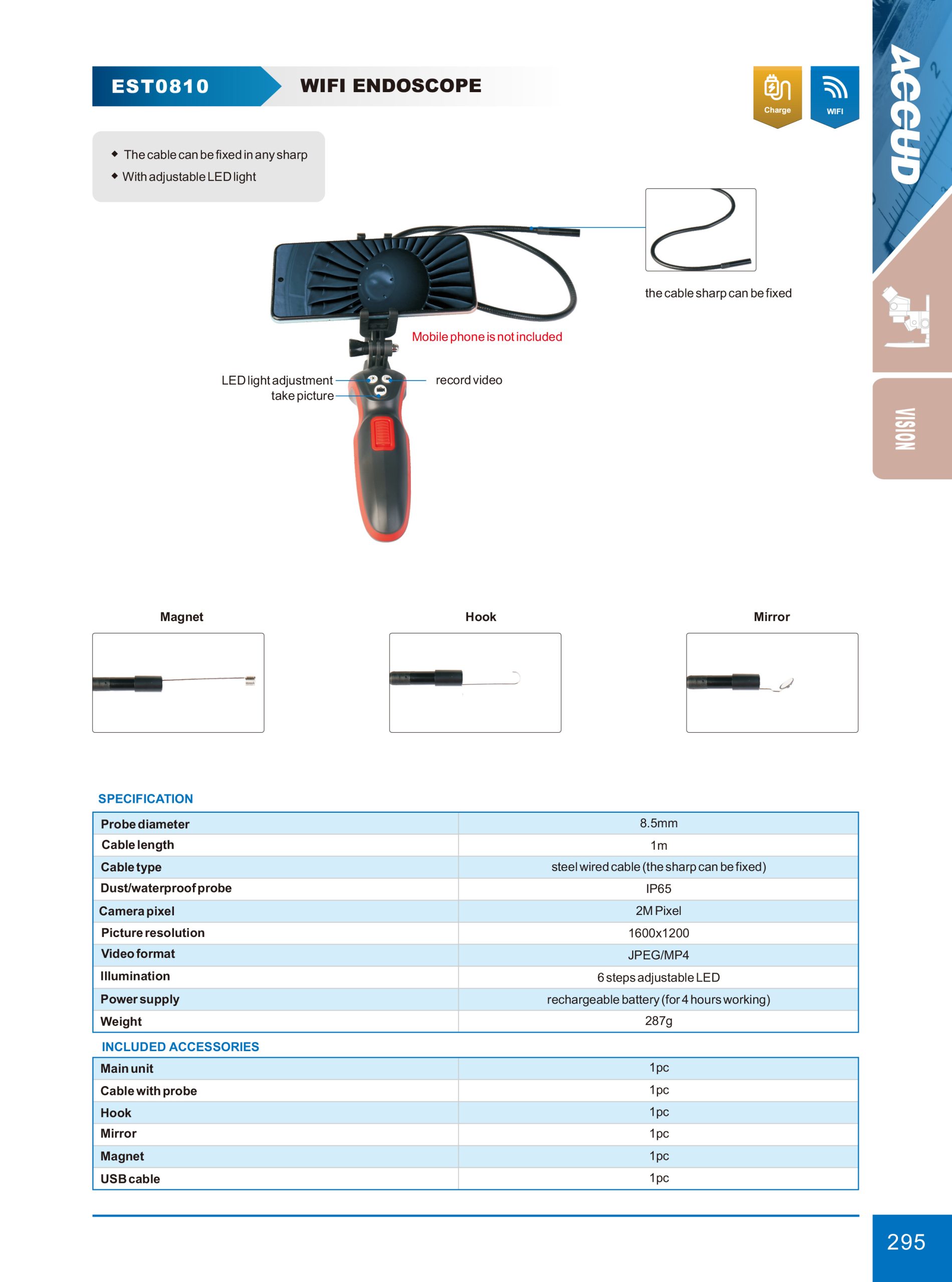 منظار داخلي للموبايل مع خاصية الواي فاي مع إضاءة LED قابلة للتعديل وتصوير EST0810 scaled إنفينيتي للتجارة