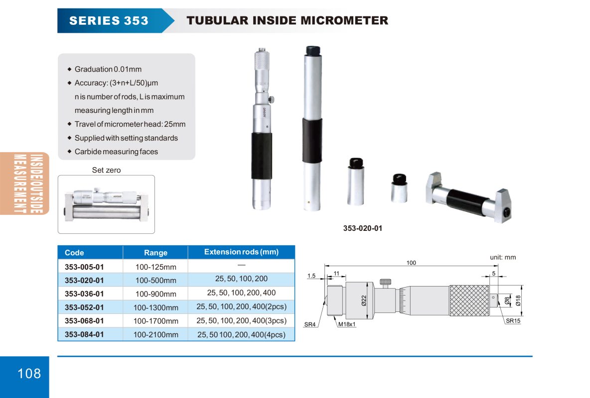ميكرومتر قياس داخلي بالوصلات دقة 0.01مم كود 353 353 إنفينيتي للتجارة