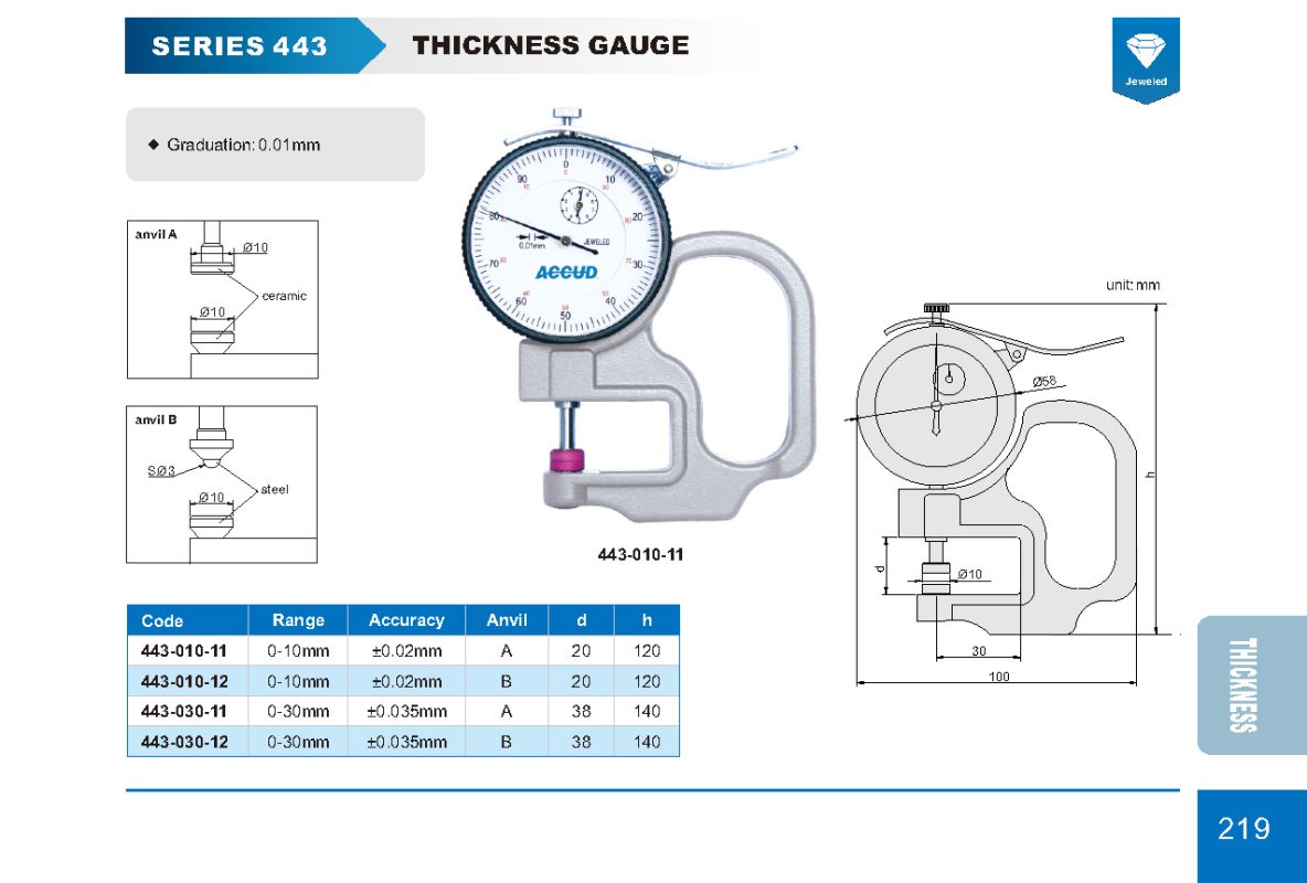 جهاز قياس تخانات ساعة 0/10مم دقة 0.01مم بفك عدل كود 443 443 إنفينيتي للتجارة
