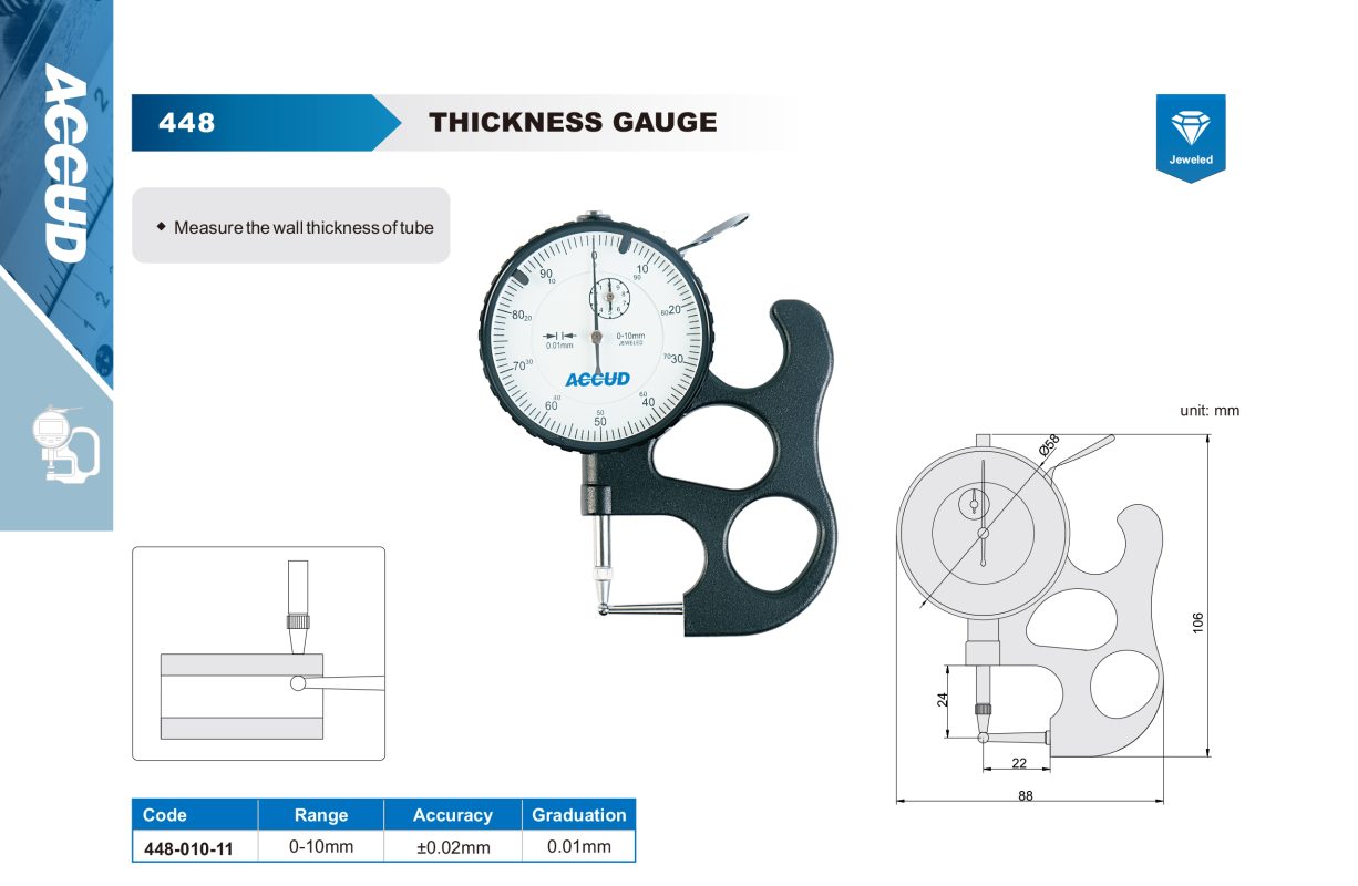 جهاز قياس تخانات انابيب ساعة 0/10مم دقة 0.01 مم لقياس الانابيب و الاجزاء الدائرية كود 448 448 إنفينيتي للتجارة