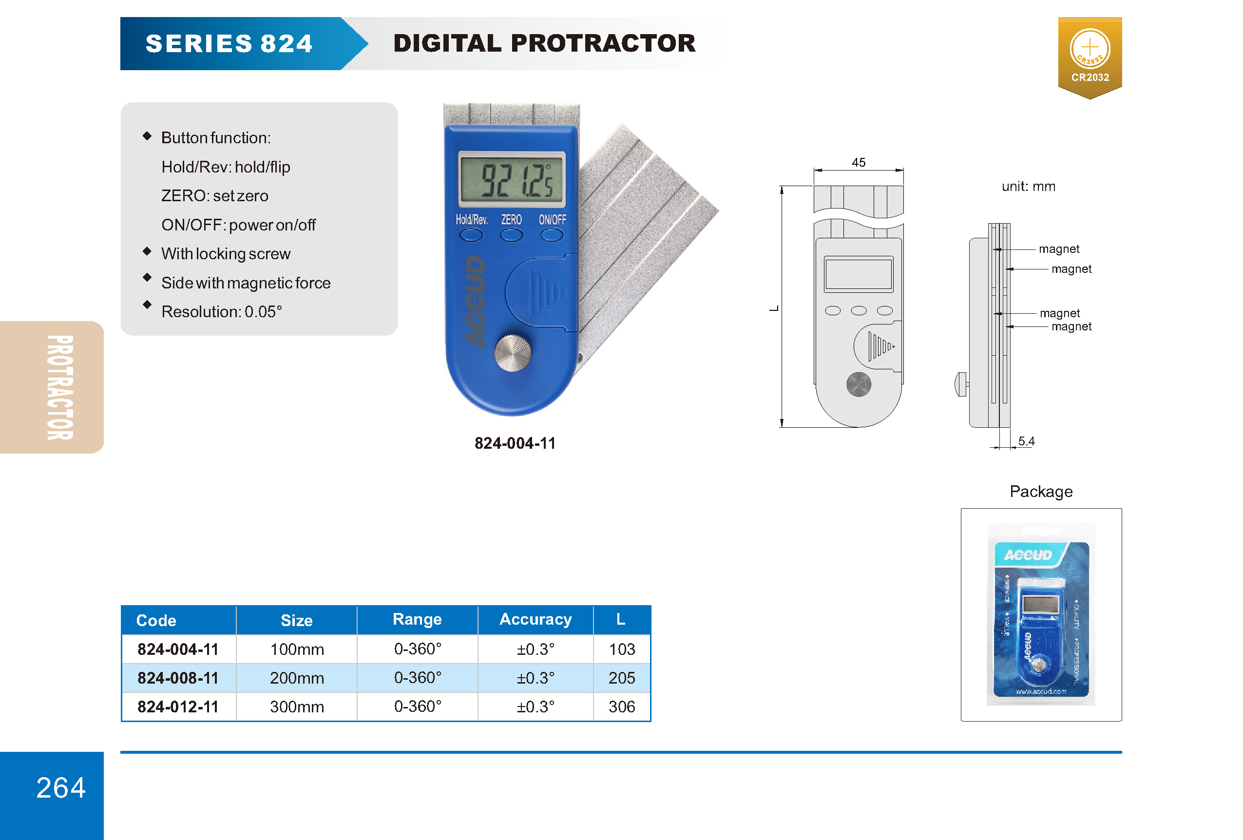 زاوية ديجيتال 0-360° دقة 0.05° ذراع 300 مم 824 004 111 إنفينيتي للتجارة