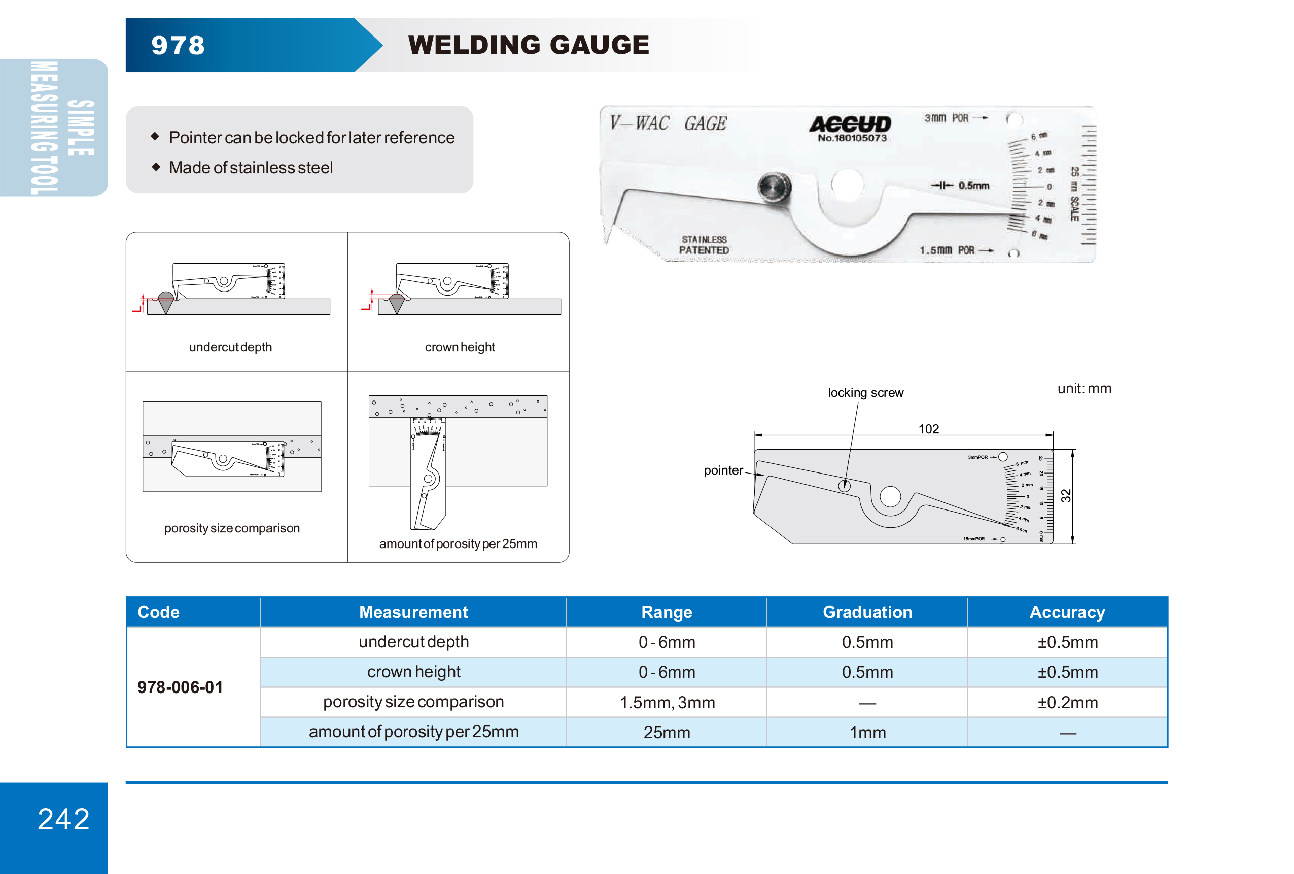 زاوية قياس لحام بالمللي 0-6 978 إنفينيتي للتجارة